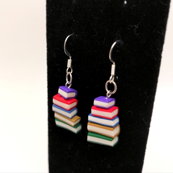 Colorful Bookstack Earrings - Picture 9 of 14